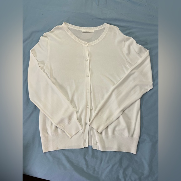 OAK + FORT - WHITE LIGHTWEIGHT KNIT CARDIGAN (Size: M) - Picture 8 of 12